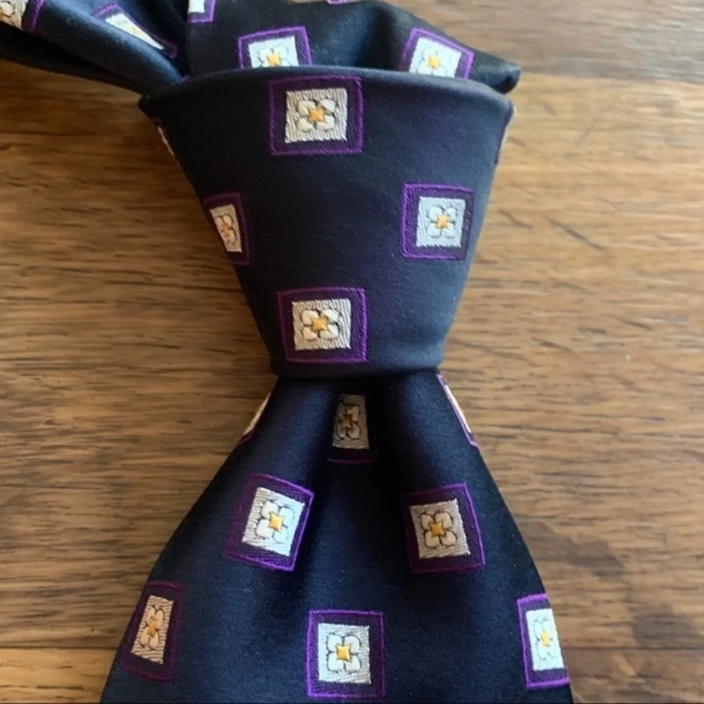 Canali Blue Purple & White Floral Squares Tie